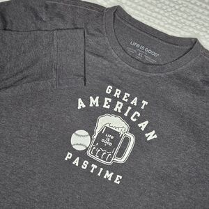 Life Is Good Crusher Tee Great American Pastime Long Sleeve Shirt Baseball Beer